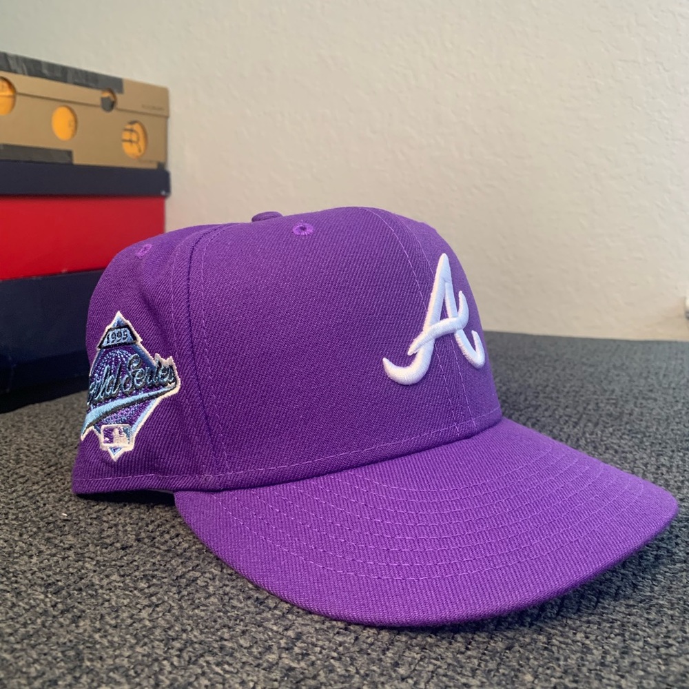 Purple Atlanta Braves Blue Brim Fitted